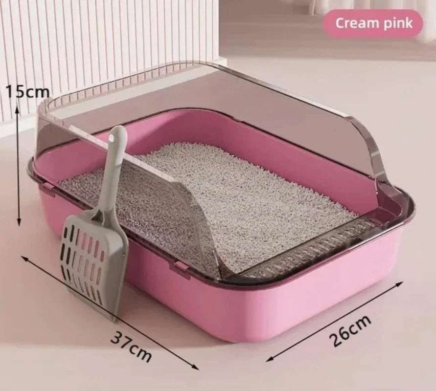 KittyHaven™ Semi-Enclosed Cat Litter Box – Splashproof & Easy-Clean Design