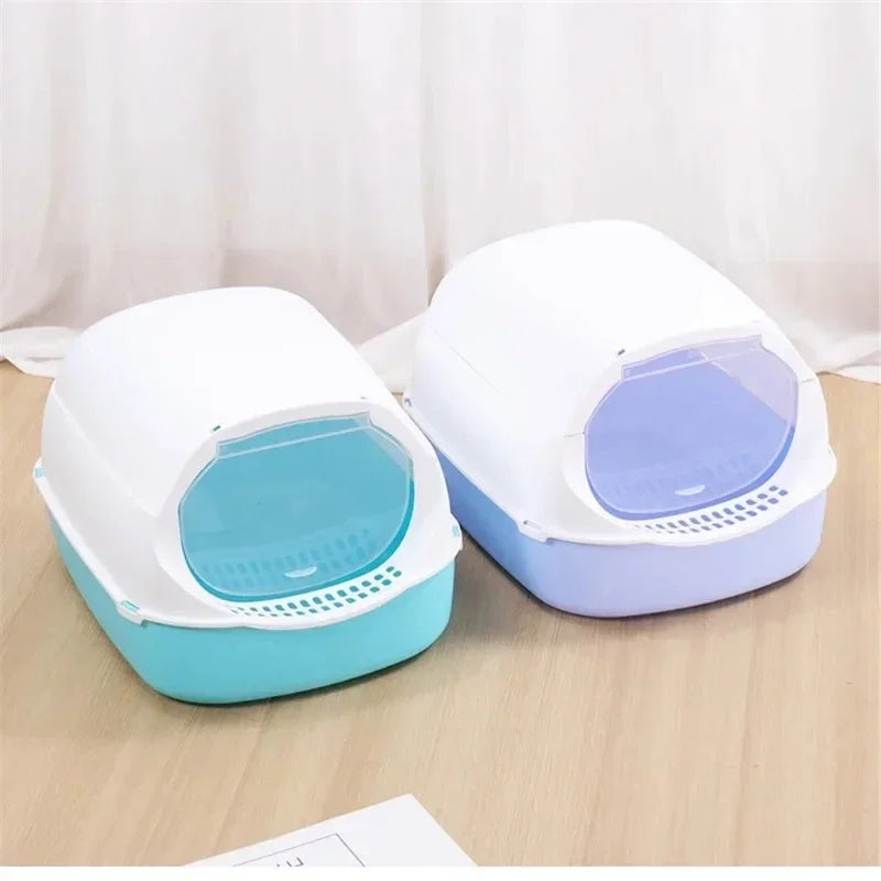 KittyHaven™ Semi-Enclosed Cat Litter Box – Splashproof & Easy-Clean Design
