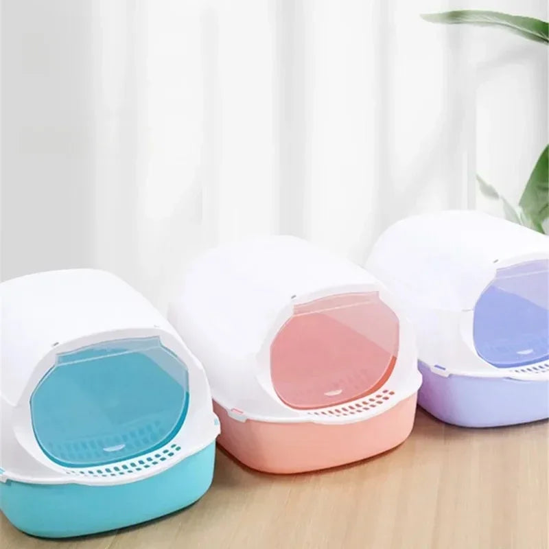 KittyHaven™ Semi-Enclosed Cat Litter Box – Splashproof & Easy-Clean Design